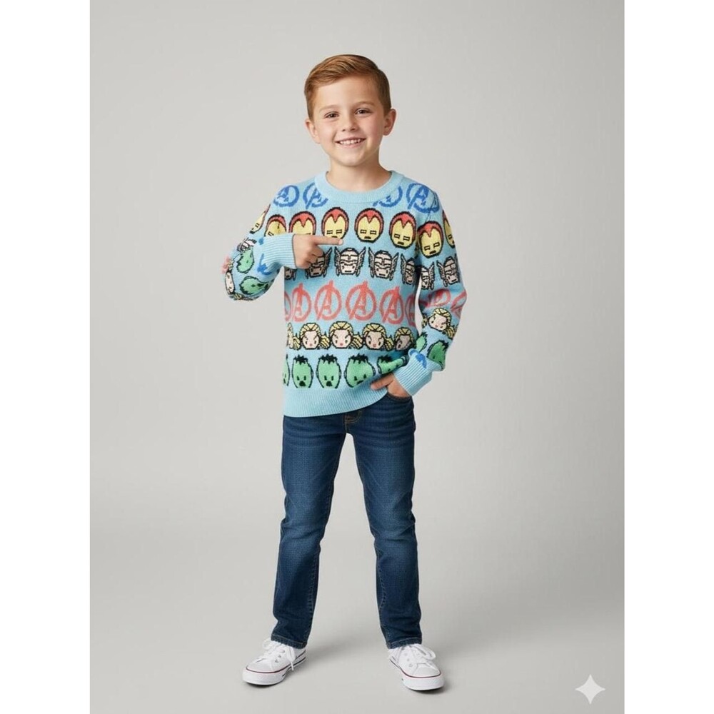 Spotted Zebra Sweater Kids Size S 6-7 Marvel Avengers 100% Cotton Herocore